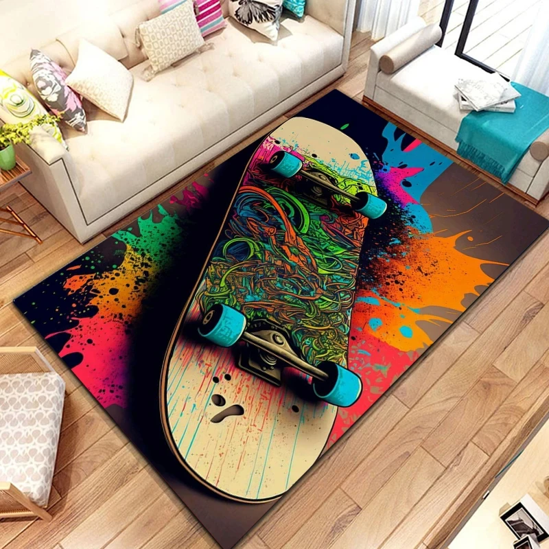 Photography Yoga - Karpet Cetak Logo Skateboard Warna-warni Tikar