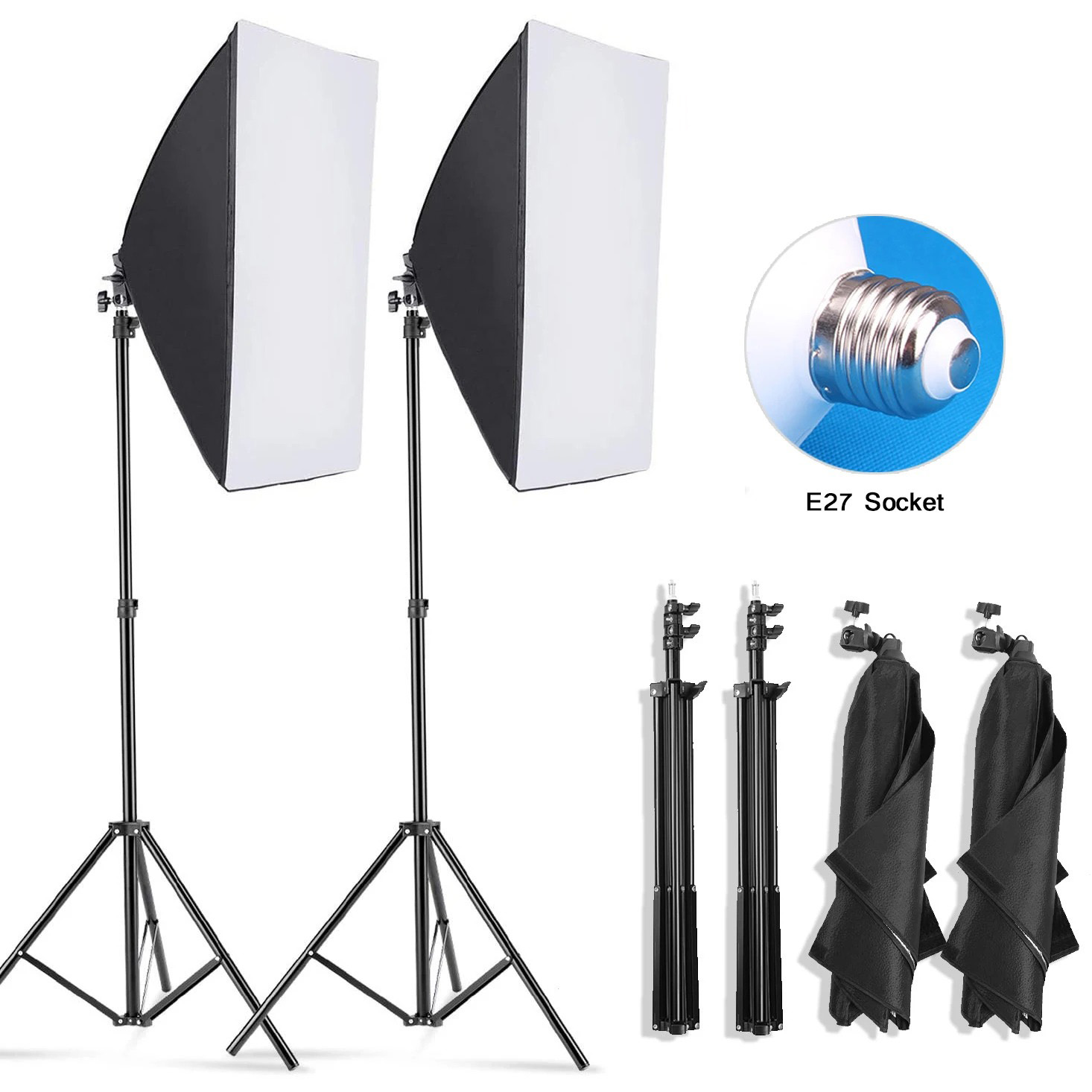 Photography Bulb - Softbox Pencahayaan Fotografi Profesional dengan Tripod,