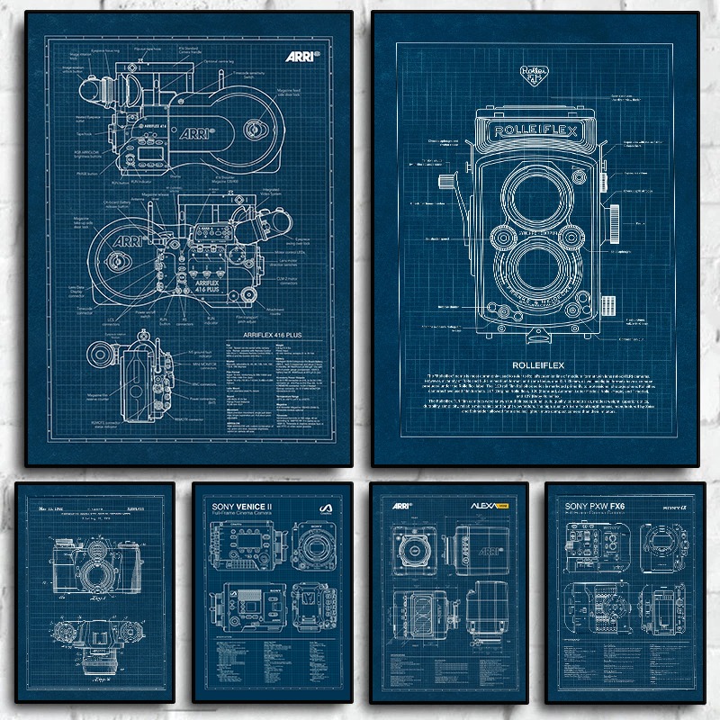 Photography Product - Vintage Leica Kamera Cetak Biru Poster