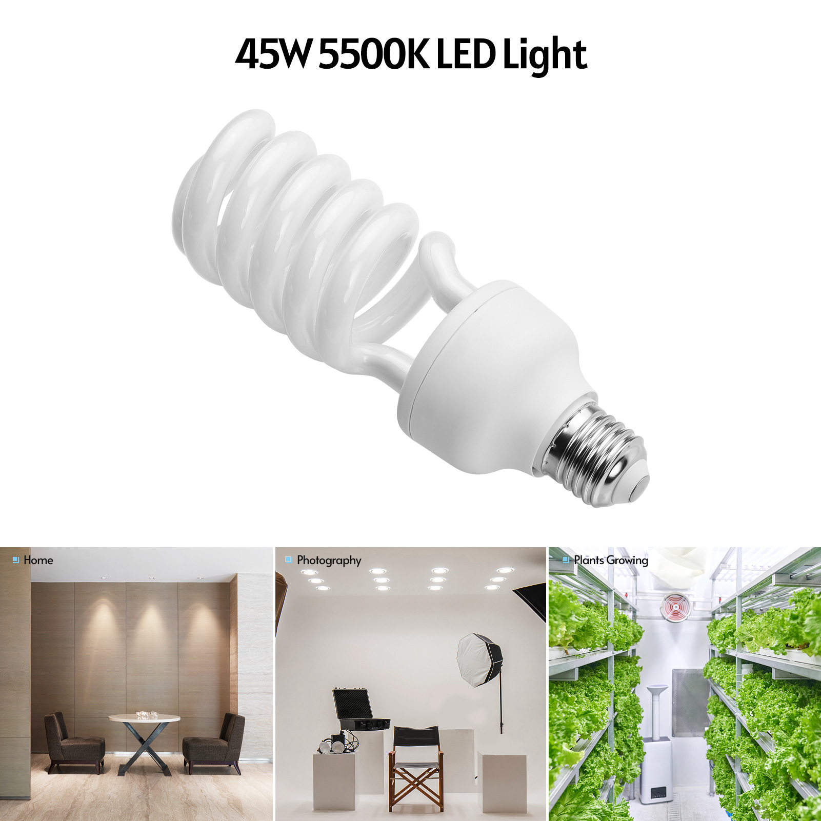 Bohlam lampu neon Spiral 45W,  - Photography Bulb ulasan dan harga