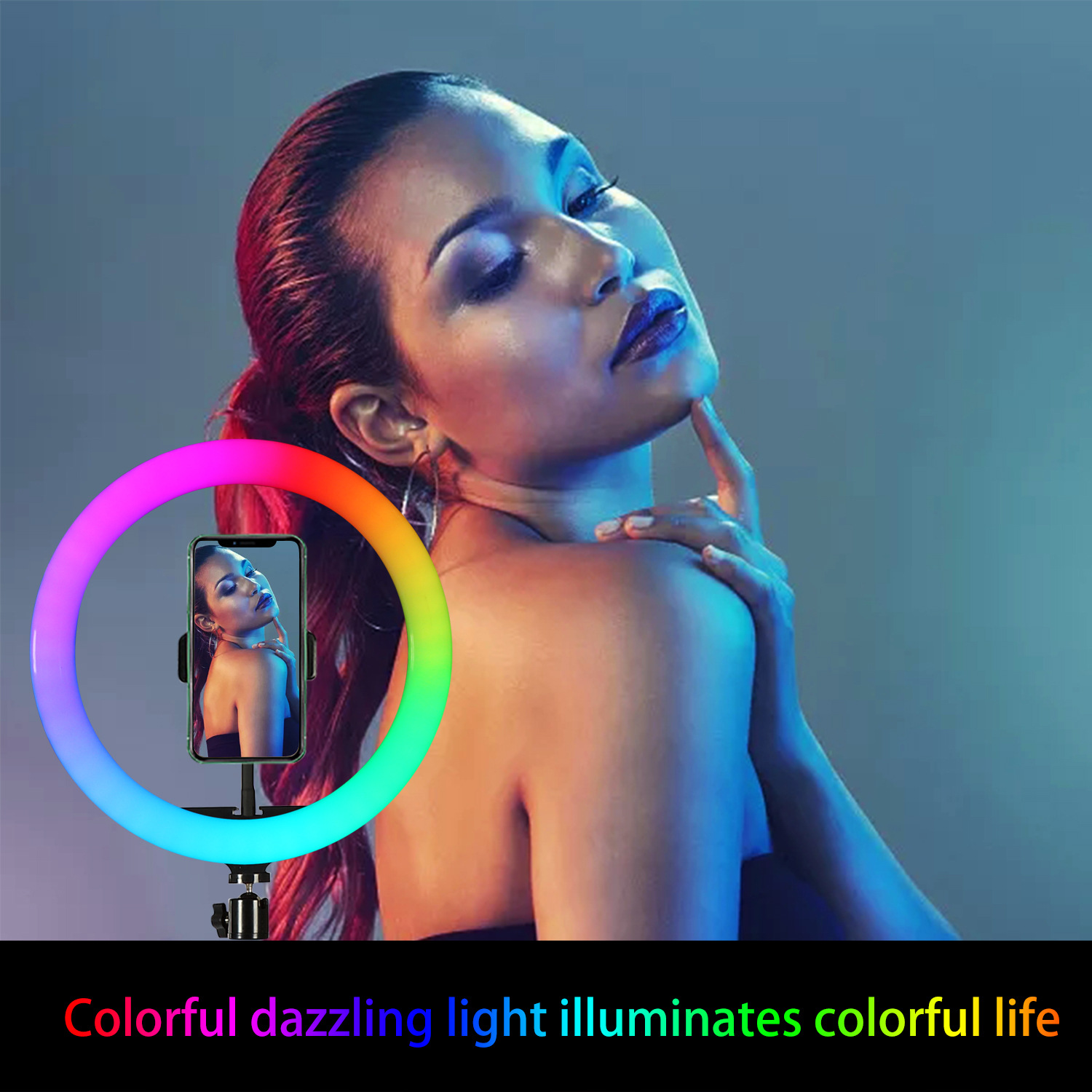 Ring Light LED RGB 10 inci 26c - Photography Youtube ulasan dan harga