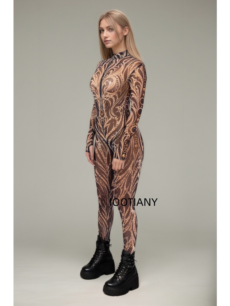Bodysuit Wanita Motif Api Emas - Photography Yoga ulasan dan harga